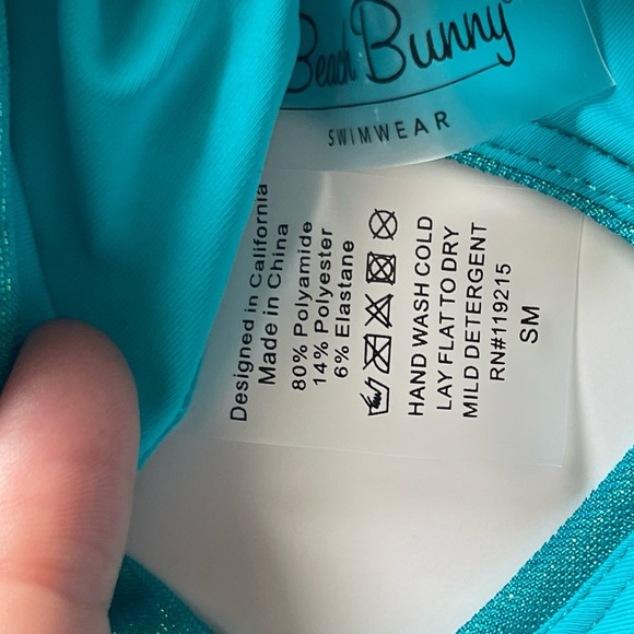 NWT BEACH BUNNY Keoni Crop Top Teal Turquoise w/ Gold Seashell Charms Size Small - Picture 12 of 12